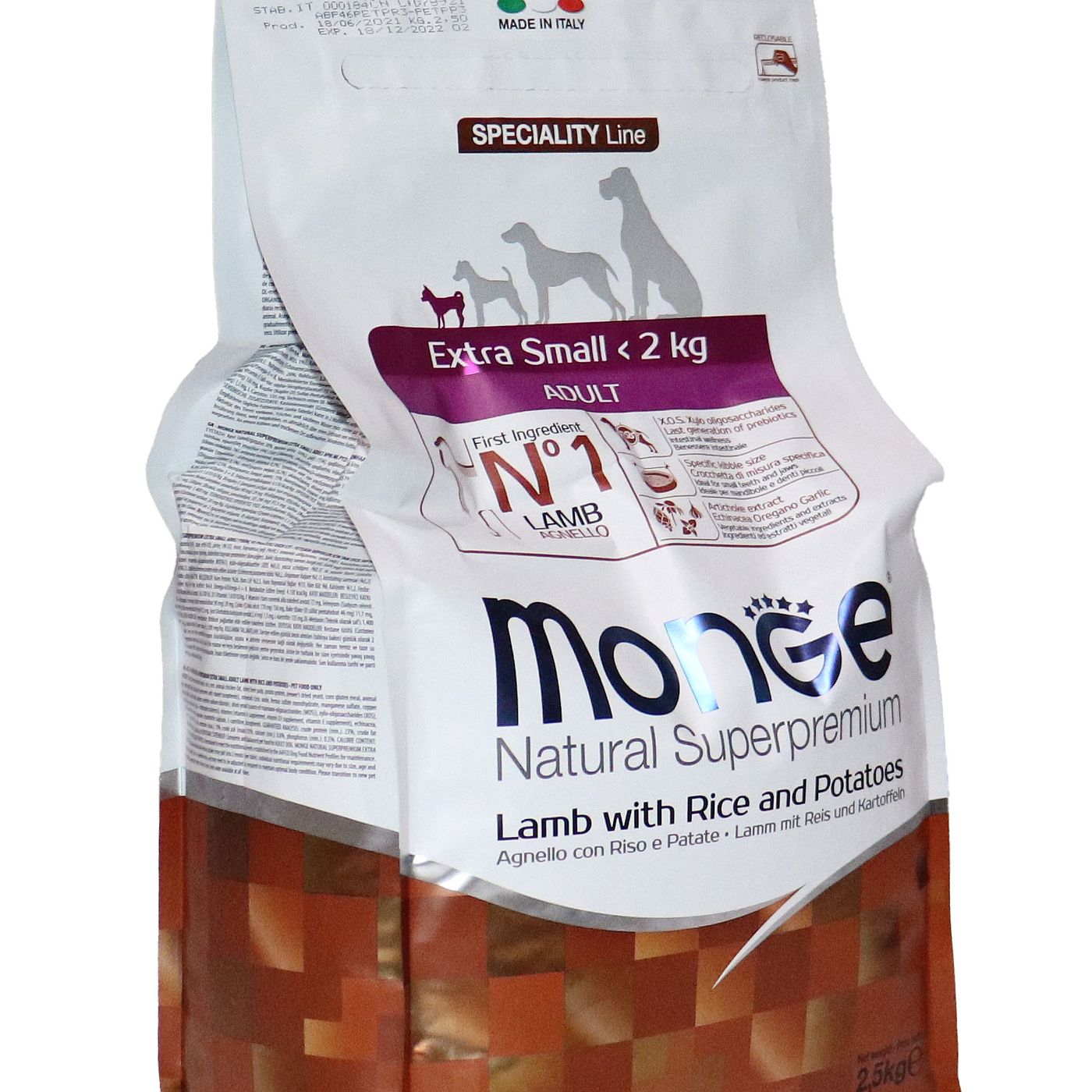 Сухой корм Monge Dog Speciality Line Extra Small для взрослых собак миниатюрных пород, из ягненка с рисом и картофелем 2,5 кг — фото 29
