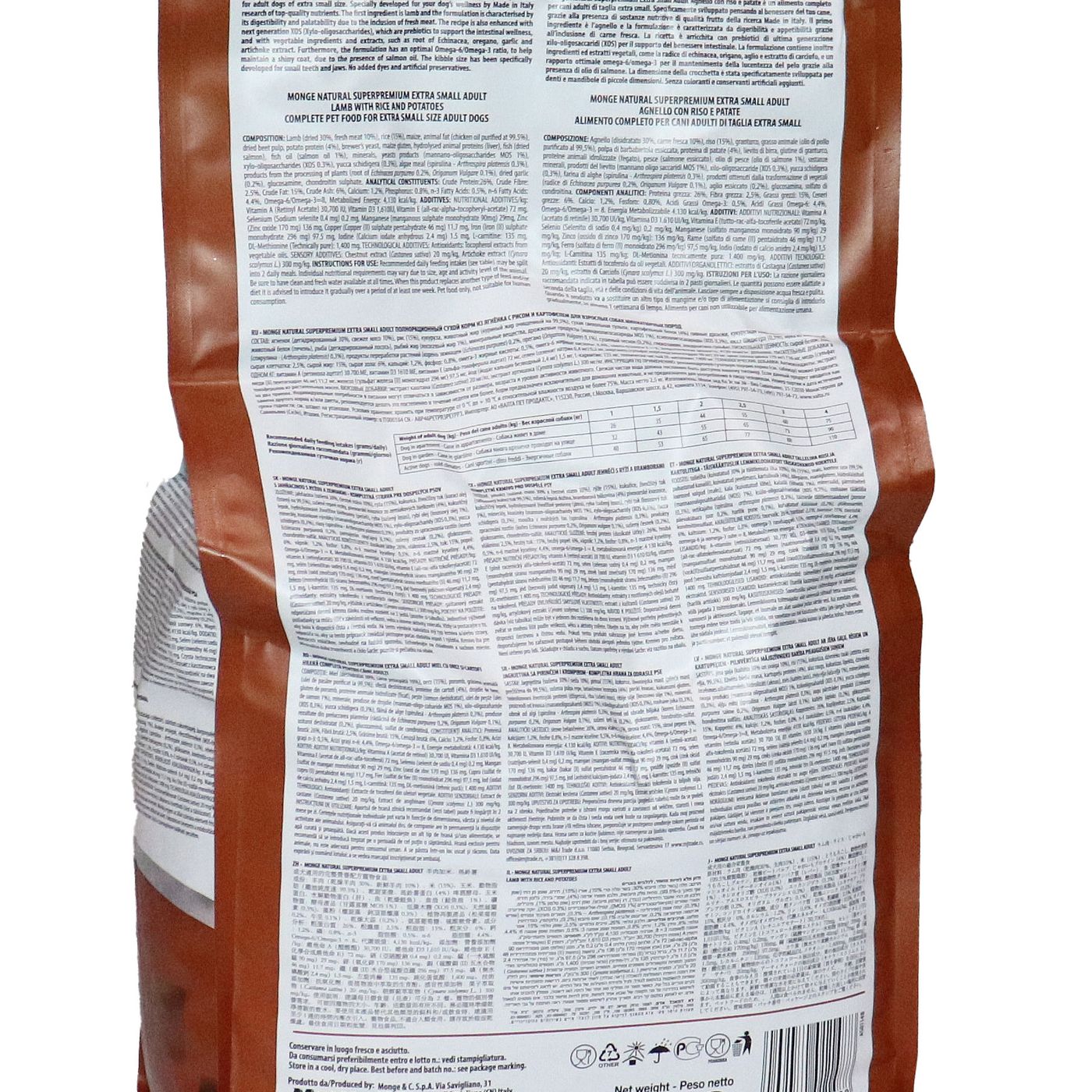 Сухой корм Monge Dog Speciality Line Extra Small для взрослых собак миниатюрных пород, из ягненка с рисом и картофелем 2,5 кг — фото 17