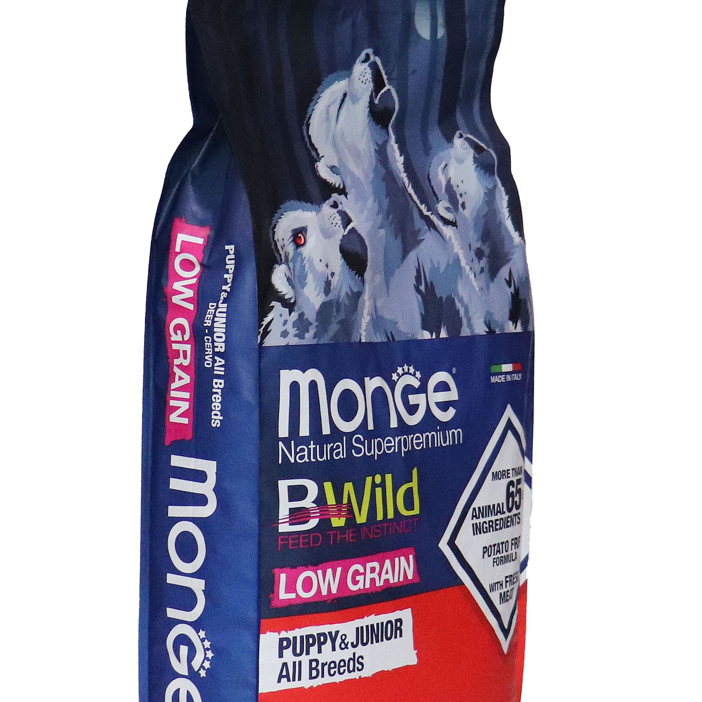 Сухой корм Monge Dog BWild LOW GRAIN Puppy & junior для щенков, низкозерновой, из мяса оленя 12 кг — фото 29