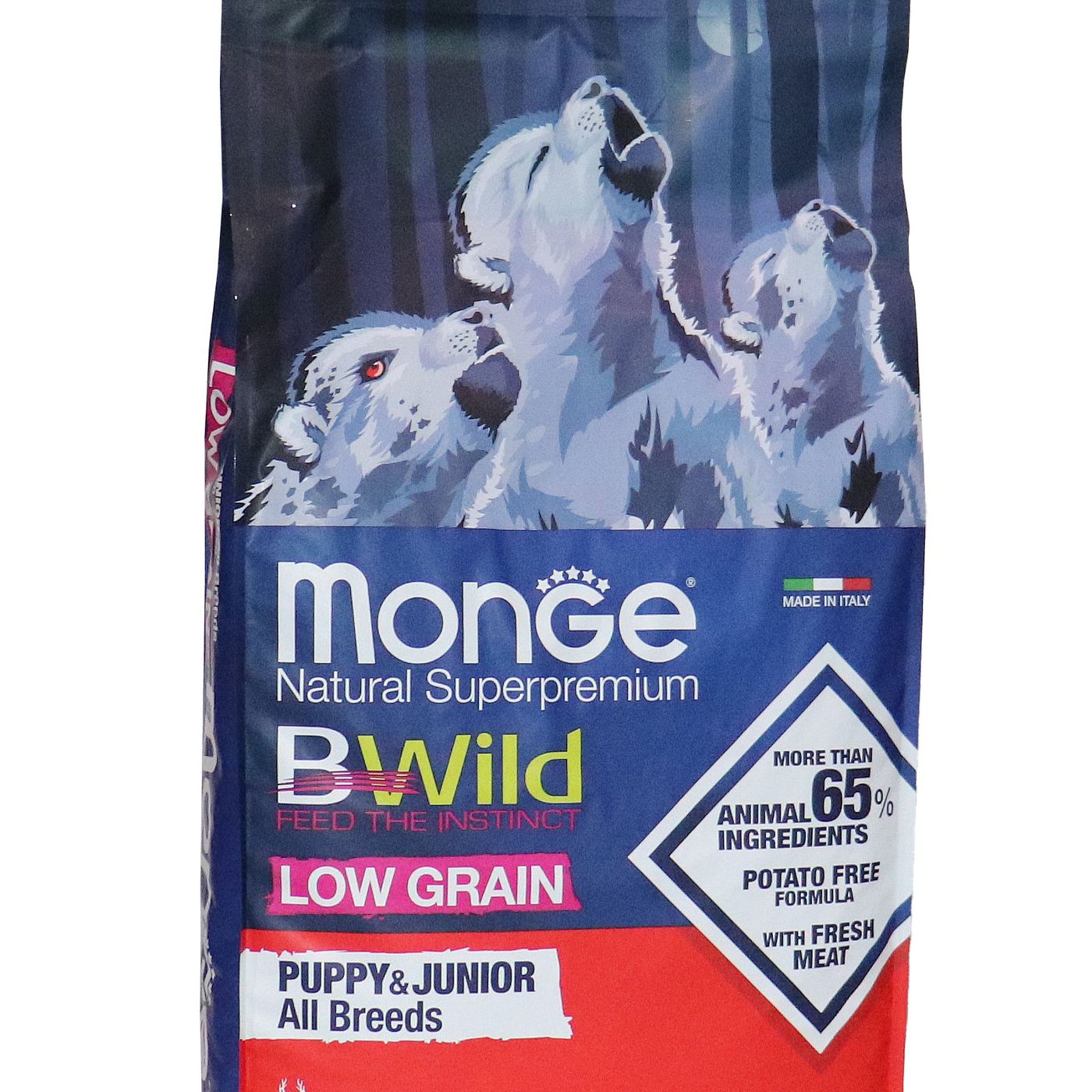 Сухой корм Monge Dog BWild LOW GRAIN Puppy & junior для щенков, низкозерновой, из мяса оленя 12 кг — фото 32