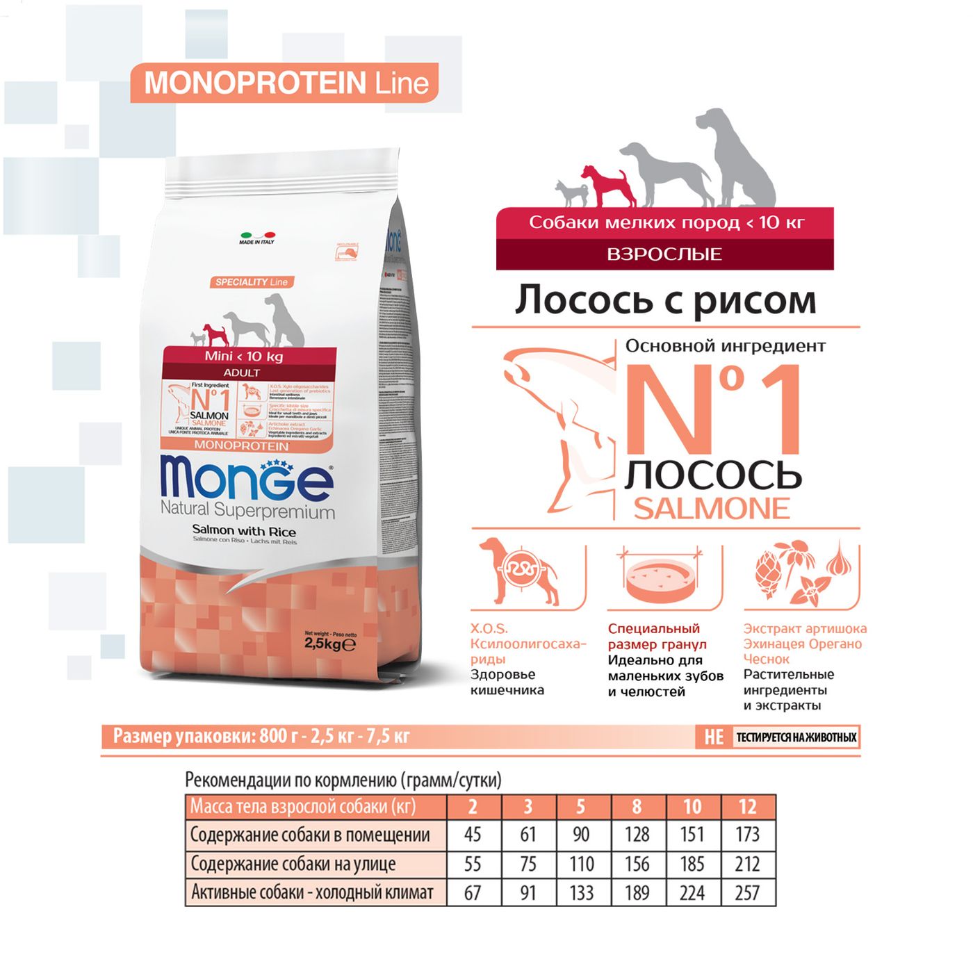 Сухой корм Monge Dog Speciality Line Monoprotein Mini для взрослых собак мелких пород, из лосося с рисом 800 г — фото 3