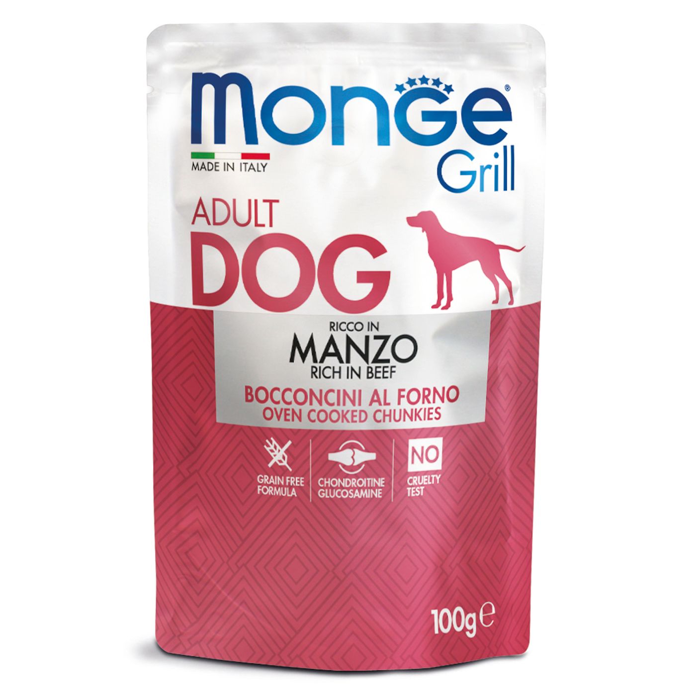 Влажный корм Monge Dog Grill для собак с говядиной, паучи 100 г