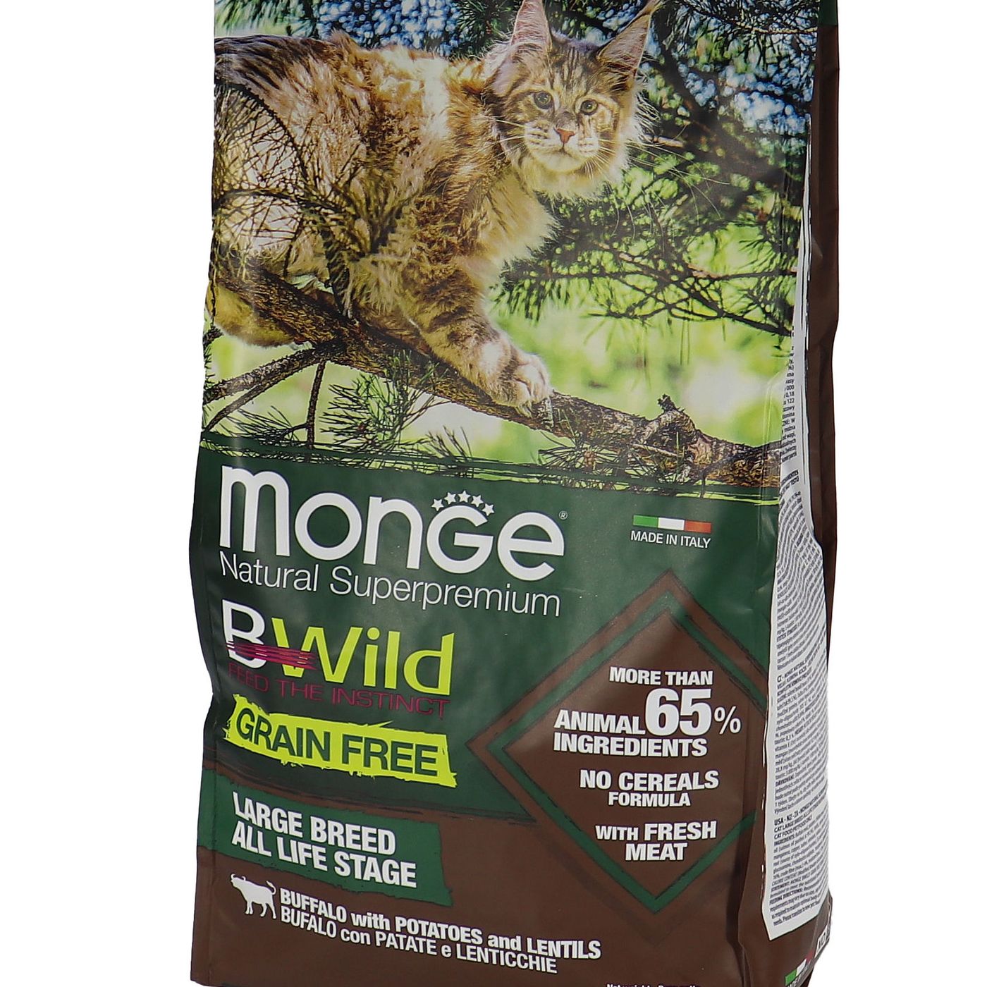 Сухой корм Monge Cat BWild GRAIN FREE для котят и крупных кошек, беззерновой, из мяса буйвола, 1,5 кг — фото 2