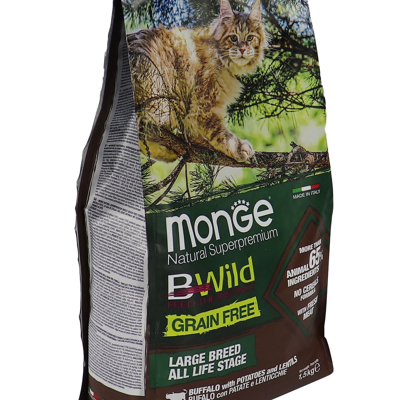 Сухой корм Monge Cat BWild GRAIN FREE для котят и крупных кошек, беззерновой, из мяса буйвола, 1,5 кг — фото 31