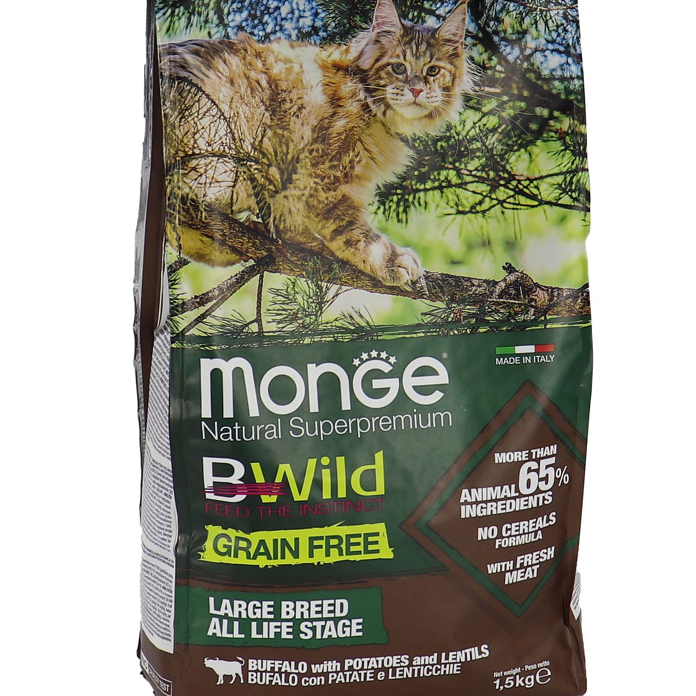 Сухой корм Monge Cat BWild GRAIN FREE для котят и крупных кошек, беззерновой, из мяса буйвола, 1,5 кг — фото 33