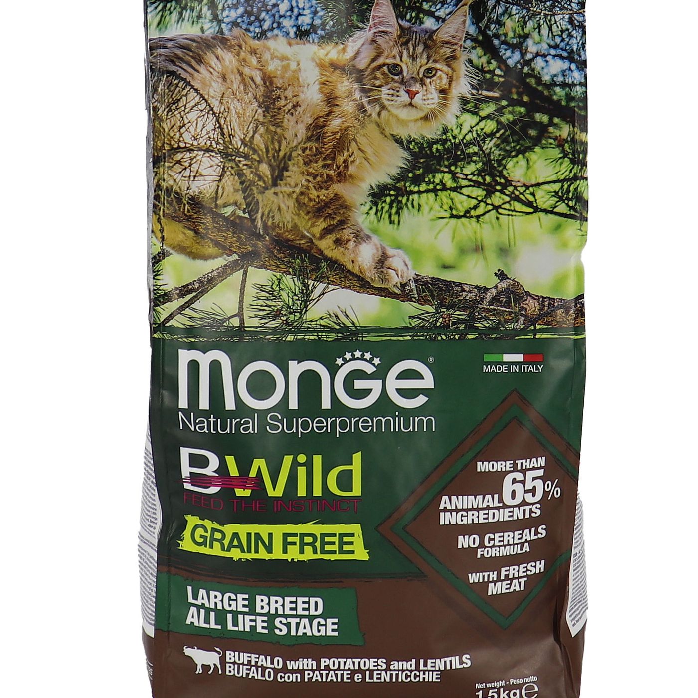 Сухой корм Monge Cat BWild GRAIN FREE для котят и крупных кошек, беззерновой, из мяса буйвола, 1,5 кг — фото 34
