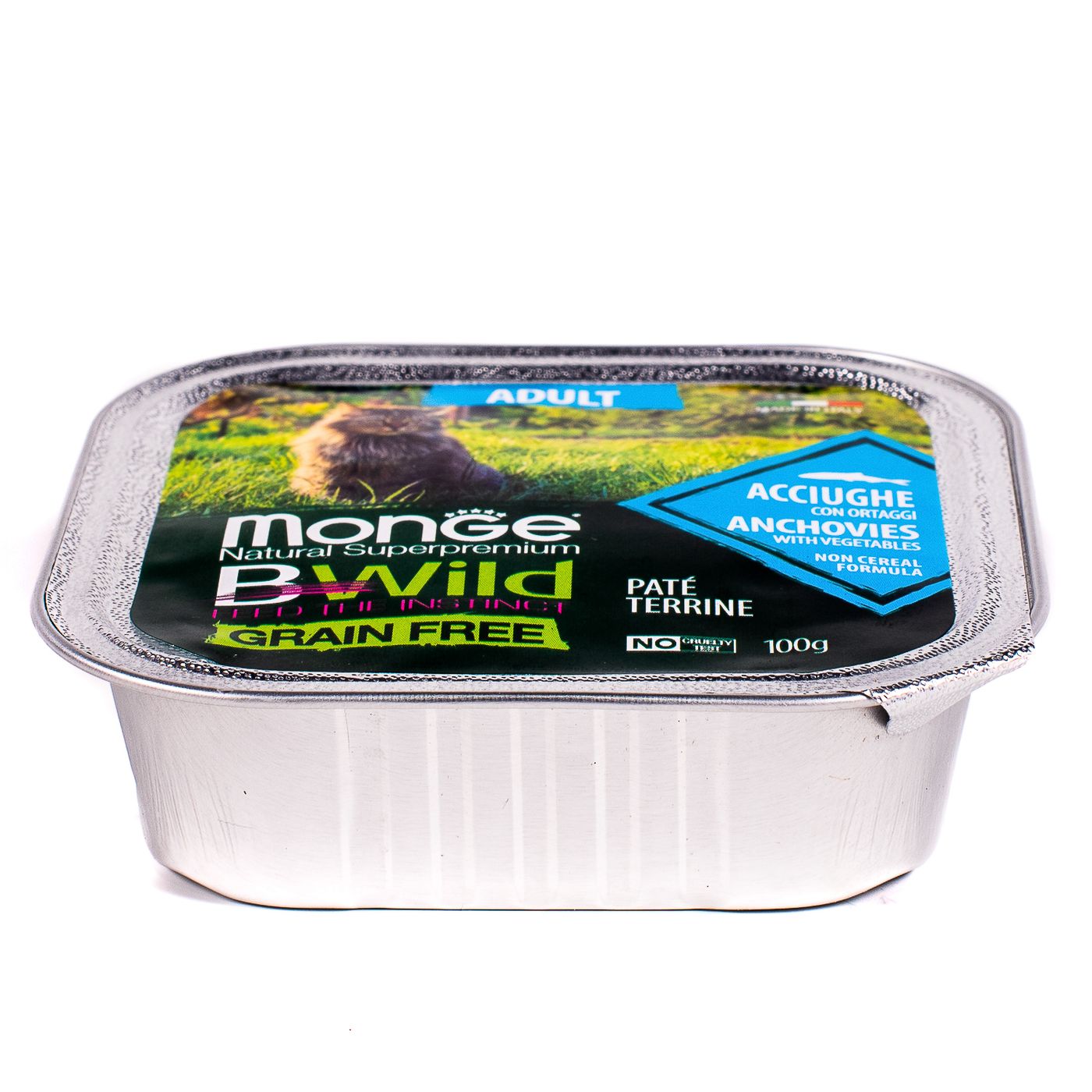 Monge Cat BWild GRAIN FREE беззерновые консервы из анчоусов с овощами для взрослых кошек 100г — фото 7