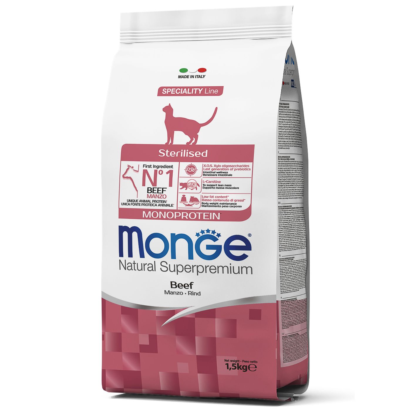 Сухой корм Monge Cat Speciality Line Monoprotein Sterilised для стерилизованных кошек, из говядины 1,5 кг — фото 10