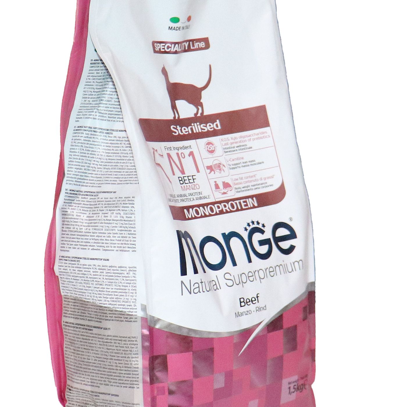 Сухой корм Monge Cat Speciality Line Monoprotein Sterilised для стерилизованных кошек, из говядины 1,5 кг — фото 30