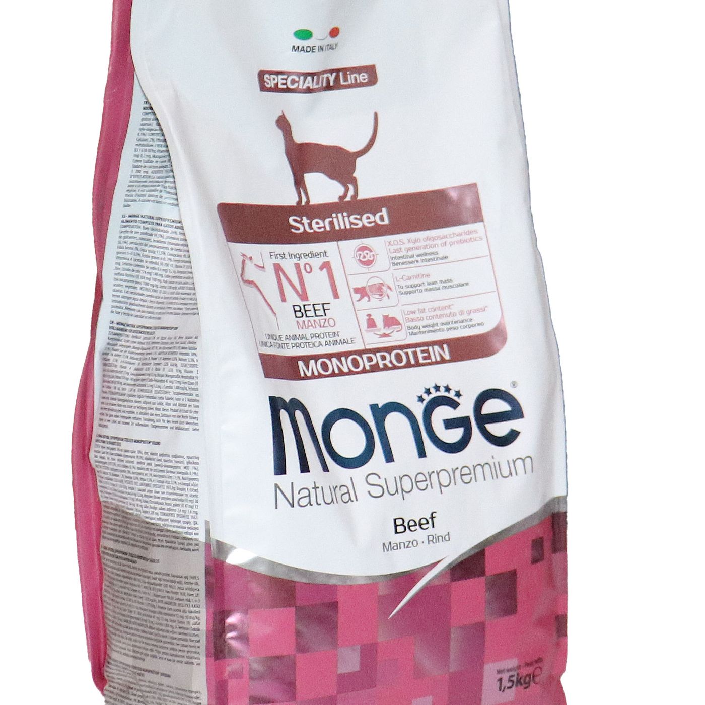 Сухой корм Monge Cat Speciality Line Monoprotein Sterilised для стерилизованных кошек, из говядины 1,5 кг — фото 31