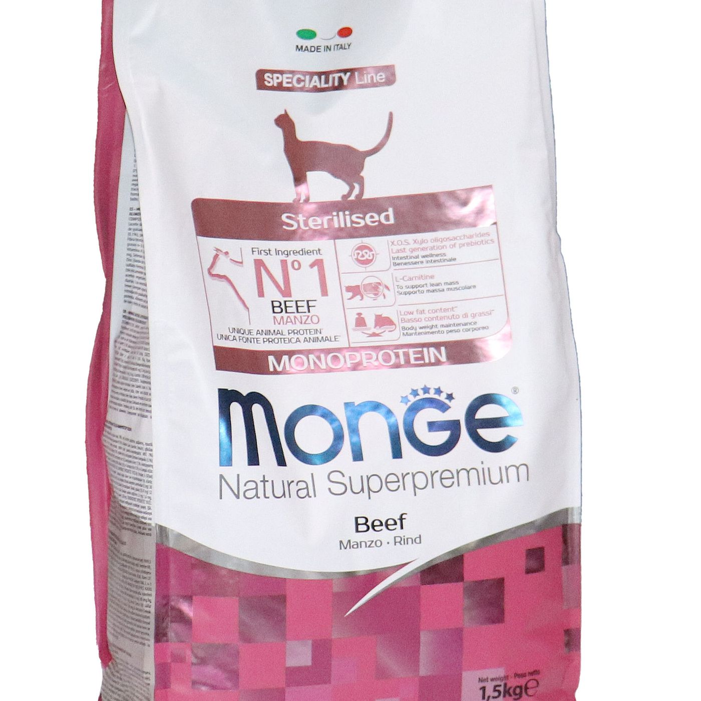 Сухой корм Monge Cat Speciality Line Monoprotein Sterilised для стерилизованных кошек, из говядины 1,5 кг — фото 33