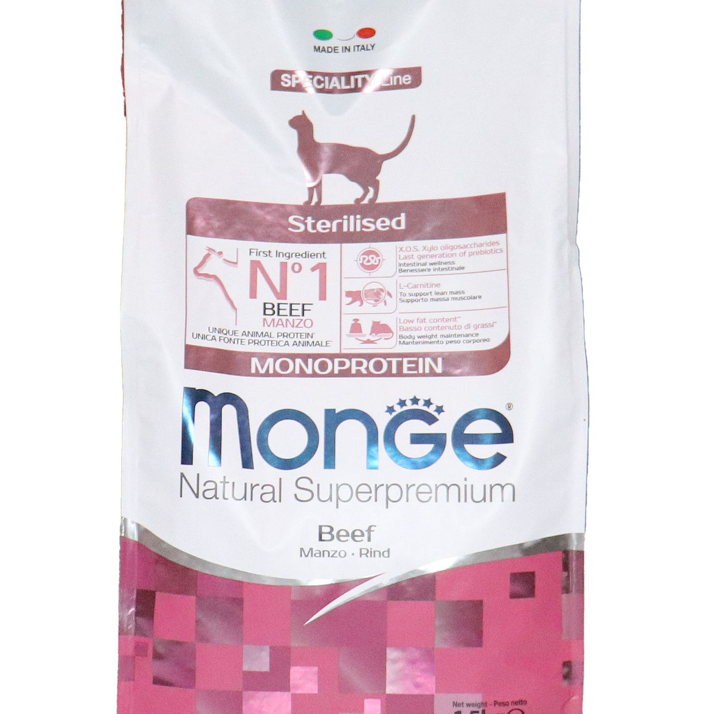 Сухой корм Monge Cat Speciality Line Monoprotein Sterilised для стерилизованных кошек, из говядины 1,5 кг — фото 35