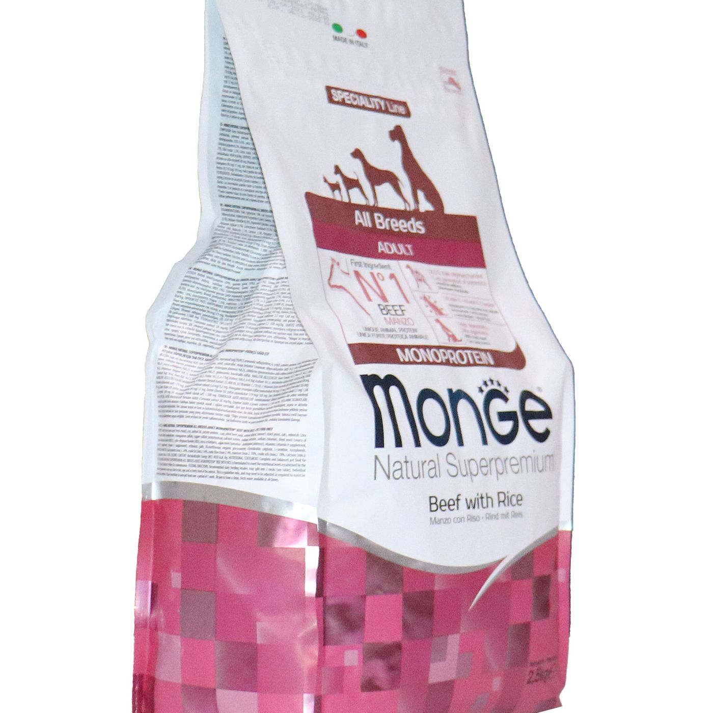Сухой корм Monge Dog Speciality Line Monoprotein All Breeds Beef and Rice для взрослых собак всех пород, из говядины с рисом 2,5 кг — фото 36