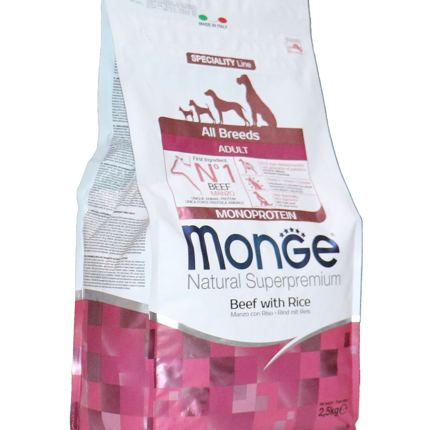 Сухой корм Monge Dog Speciality Line Monoprotein All Breeds Beef and Rice для взрослых собак всех пород, из говядины с рисом 2,5 кг — фото 37