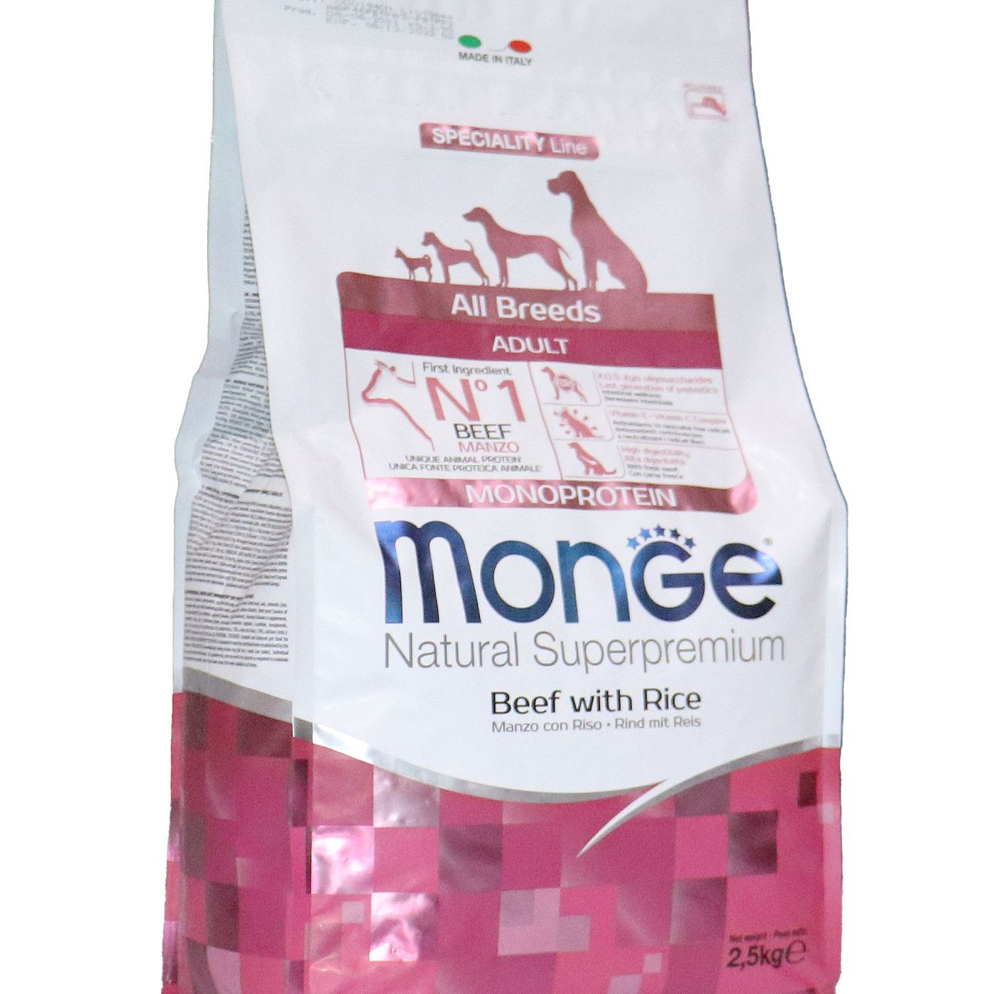 Сухой корм Monge Dog Speciality Line Monoprotein All Breeds Beef and Rice для взрослых собак всех пород, из говядины с рисом 2,5 кг — фото 38