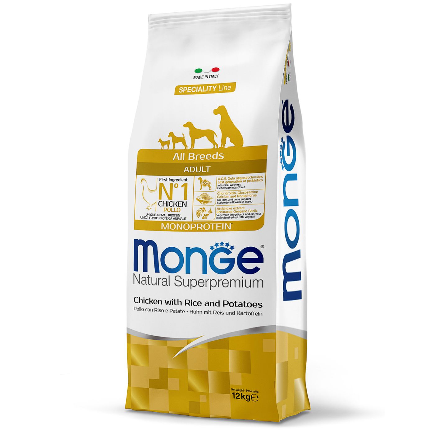 Сухой корм Monge Dog Speciality Line Monoprotein для взрослых собак всех пород, из курицы с рисом и картофелем 12 кг — фото 8