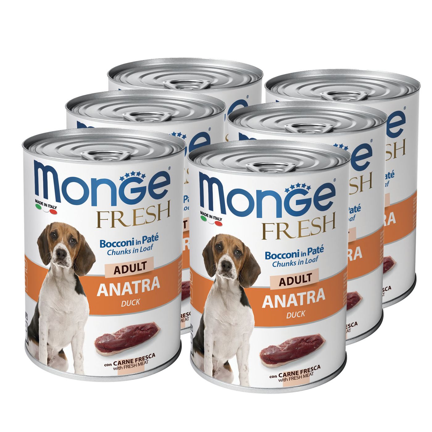 Влажный корм Monge Dog Fresh Chunks in Loaf для взрослых собак, мясной рулет из утки, консервы 400 г — фото 7