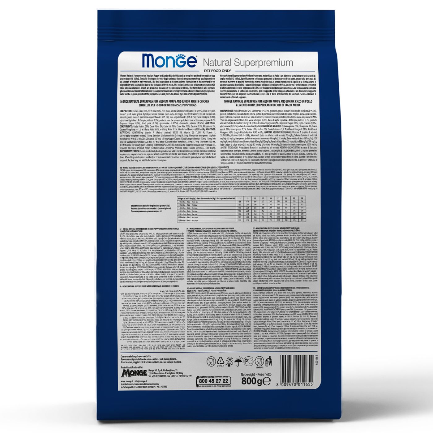 Сухой корм Monge Dog Daily Line Medium для щенков средних пород, из курицы 800 г — фото 16