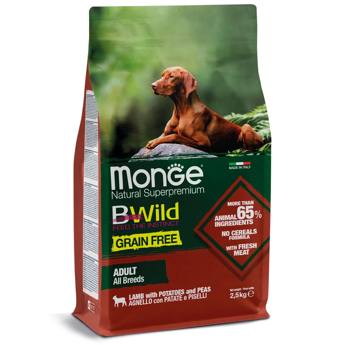 Сухой корм Monge Dog BWild GRAIN FREE для собак, беззерновой, из мяса ягненка с картофелем 2,5 кг — фото 10