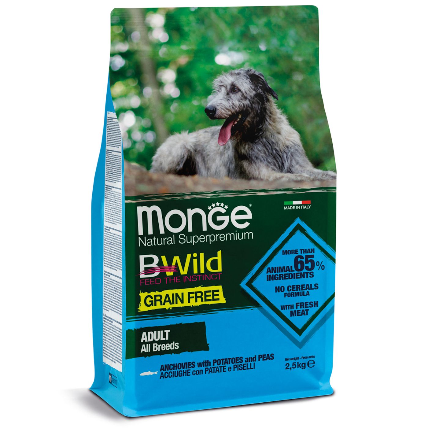 Monge Dog BWild GRAIN FREE беззерновой корм из анчоуса c картофелем для собак всех пород 2,5 кг — фото 7