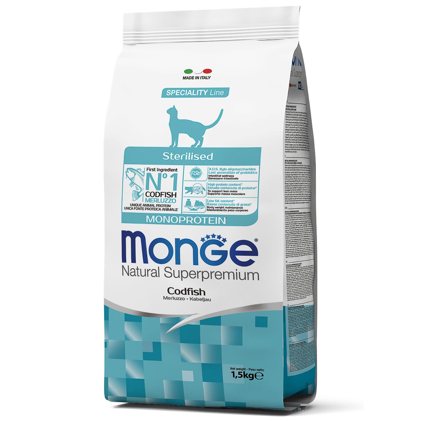Сухой корм Monge Cat Speciality Line Monoprotein Sterilised для стерилизованных кошек, из трески 1,5 кг — фото 9