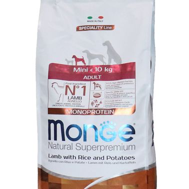 Сухой корм Monge Dog Speciality Line Monoprotein Mini для взрослых собак мелких пород, из ягненка с рисом и картофелем 7,5 кг