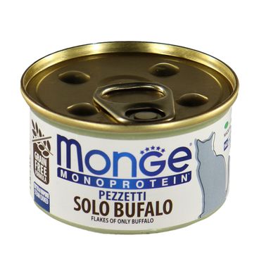 Влажный корм Monge Cat Monoprotein для кошек, мясные хлопья из мяса буйвола, консервы 80 г