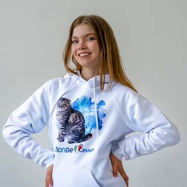 Monge Gift Shop collection 2023 толстовка белая Шотландская полосатая кошка размер М