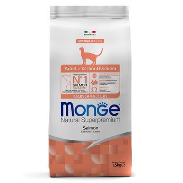 Сухой корм Monge Cat Speciality Line Monoprotein Adult для взрослых кошек, из лосося 1,5 кг