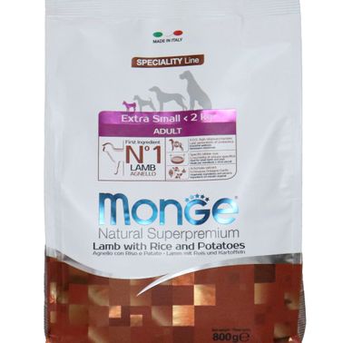 Сухой корм Monge Dog Speciality Line Extra Small для взрослых собак миниатюрных пород ягненок с рисом и картофелем 800 г
