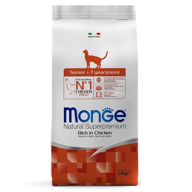Сухой корм Monge Cat Daily Line Senior для пожилых кошек, из курицы 1,5 кг