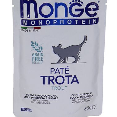 Влажный корм Monge Cat Natural Monoprotein для котят и беременных кошек, из форели, паучи 85 г
