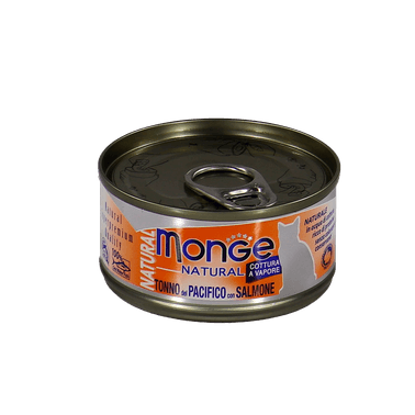 Влажный корм Monge Cat Natural для кошек, из тихоокеанского тунца с лососем, консервы 80 г