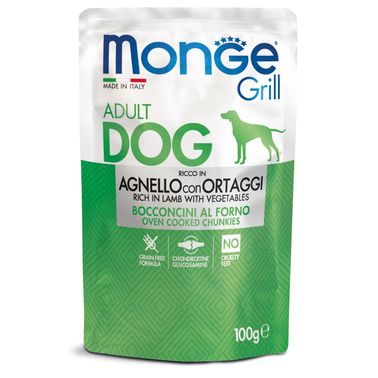Влажный корм Monge Dog Grill для собак с ягненок и овощами, паучи 100 г