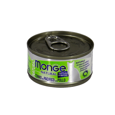 Влажный корм Monge Cat Natural для кошек, из тихоокеанского тунца с курицей, консервы 80 г