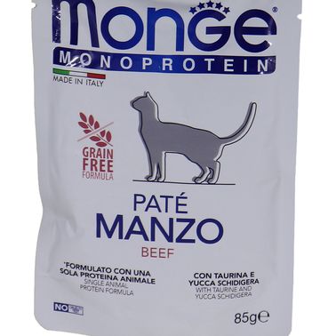 Влажный корм Monge Cat Monoprotein для стерилизованных кошек, из говядины, паучи 85 г