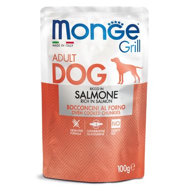 Влажный корм Monge Dog Grill для собак с лососем, паучи 100 г