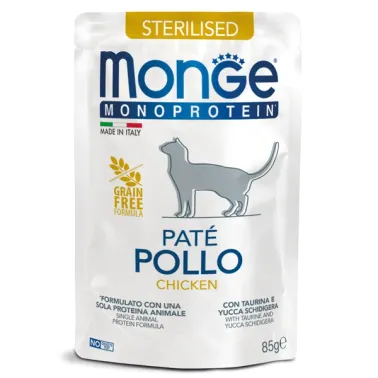 Влажный корм Monge Cat Monoprotein для стерилизованных кошек, из курицы, паучи 85&nbsp;г