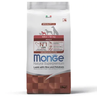 Сухой корм Monge Dog Speciality Line Monoprotein Mini для взрослых собак мелких пород, из ягнёнка с рисом и картофелем 2,5&nbsp;кг