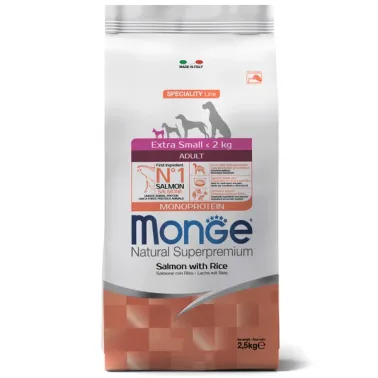 Сухой корм Monge Dog Speciality Line Monoprotein Extra Small для взрослых собак миниатюрных пород, с лососем и рисом 2,5&nbsp;кг