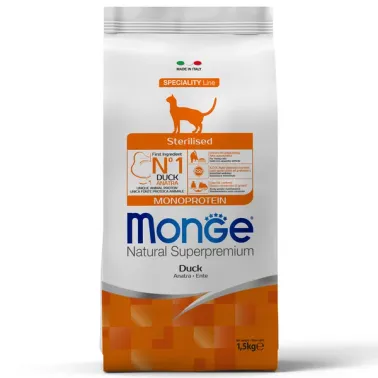 Сухой корм Monge Cat Speciality Line Monoprotein Sterilised для стерилизованных кошек, из утки 1,5&nbsp;кг