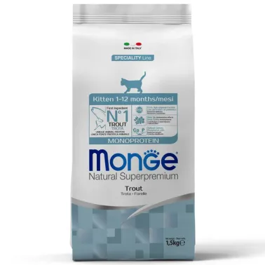 Сухой корм Monge Cat Speciality Line Monoprotein для котят и беременных кошек, из форели 1,5 кг