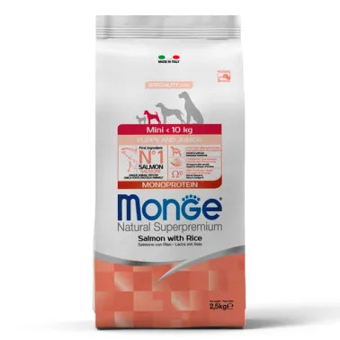Сухой корм Monge Dog Speciality Line Monoprotein для щенков мелких пород, из лосося с рисом 2,5&nbsp;кг
