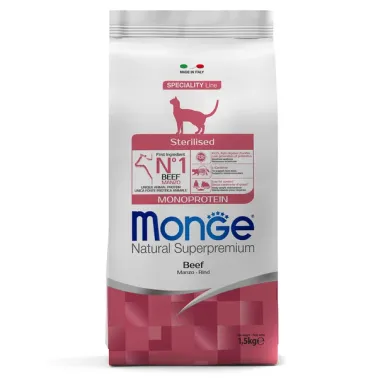 Сухой корм Monge Cat Speciality Line Monoprotein Sterilised для стерилизованных кошек, из говядины 1,5&nbsp;кг